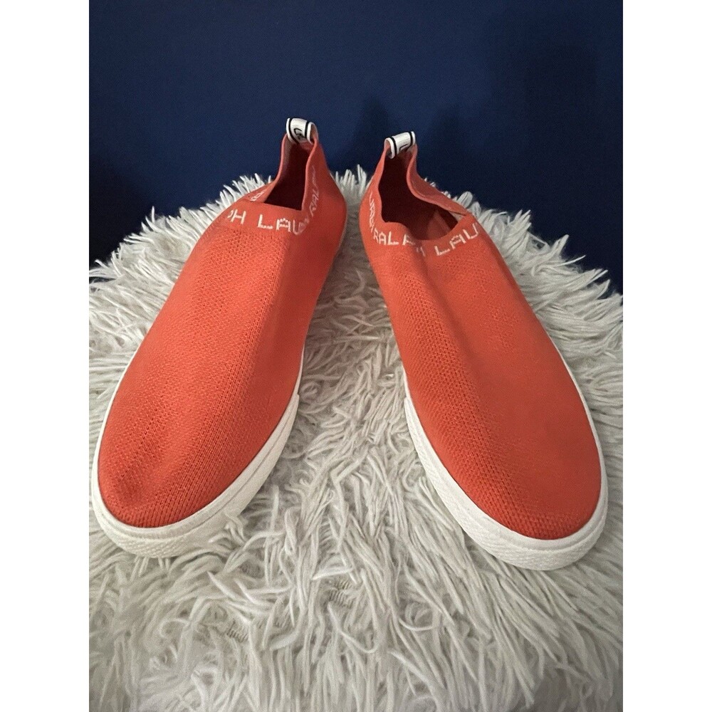 RALPH LAUREN Flyknit Womens Size 7 Orange  JORDYN  Slip On Sneakers